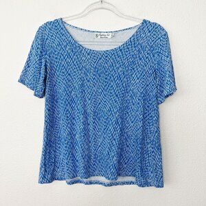 Fighting Eel Hawaii Womens XS Blue Short Sleeve Blouse Top
